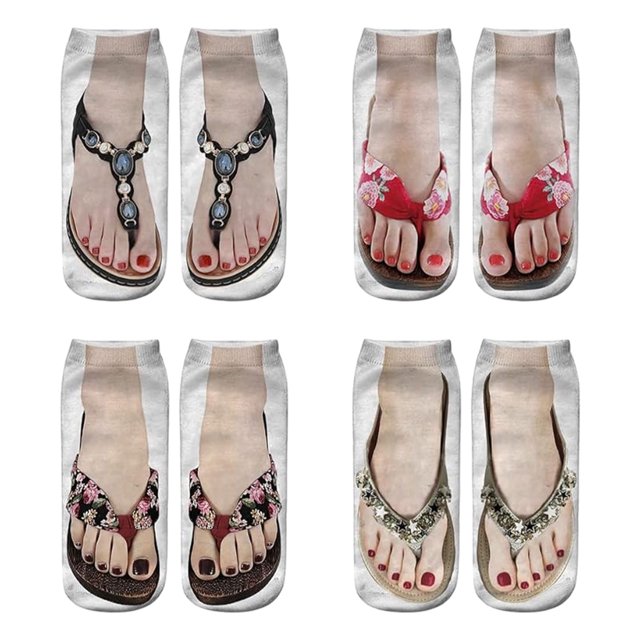 maskred 4pair Femmes Tendance Impression Chaussettes Personnalité avec à la Mode Premium 3D Modèle Chaussettes