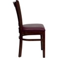 thumbnail image 2 of HERCULES Series Vertical Slat Back Mahogany Wood Restaurant Chair - Burgundy Vinyl Seat, 2 of 6