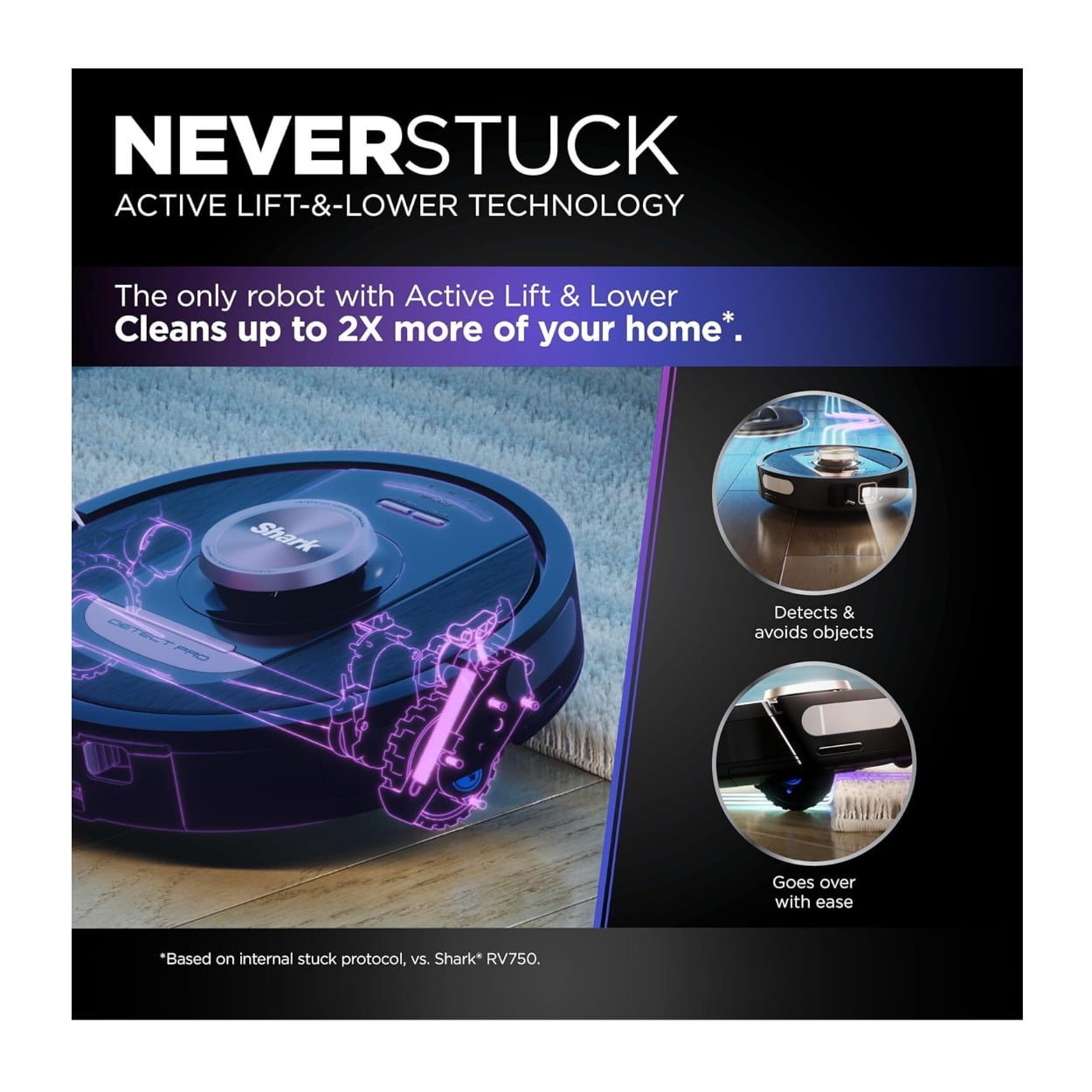 Restored Shark RV2820AE Detect Pro Self-Empty Robot Vacuum with Bagless 60-day Capacity HEPA Base Auto Deep-Clean 3 Detect and React Technologies (Black) (Refurbished)