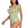 thumbnail image 3 of Yiaed Cute Chubby Frog Print Women One Piece Swimsuits Tummy Control One Shoulder Bathing Suits Pattern Ruffle Swimwear-Large, 3 of 8