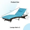 thumbnail image 7 of Outdoor Wicker Reclining Lounge Chair Set of 2, 5-Position Adjustable Patio Sunbathing Chairs up to 150°, 600 lbs Capacity Each, Weather-Resistant Rattan for Lawn Poolside Beach, 7 of 7