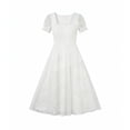 thumbnail image 7 of Blmnix Elegant Dresses Woman Dress Lace Dress Fit & Flare A Line Dresses Under Dresses Mid-Length Square Neckline Short Sleeve White Casual Dresses for Women L, 7 of 7
