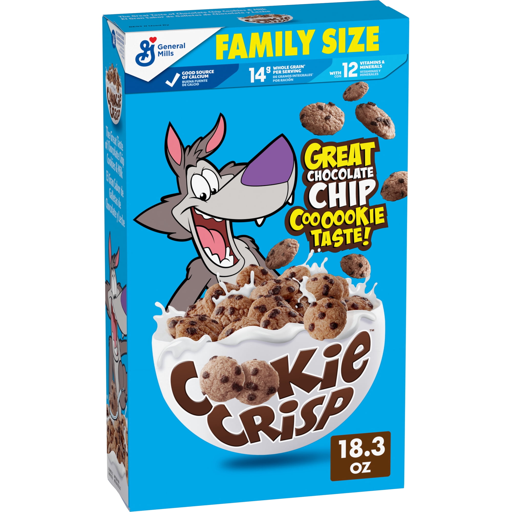 Cookie Crisp Breakfast Cereal, Chocolate Chip Cookie Taste, Family Size, 18.3 oz