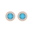 thumbnail image 3 of 1.18 ct Screw-Back Stud Earrings for Women | 5mm Round Cut Simulated Turquoise | 18K Rose Gold, 3 of 5