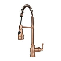 Copper Pre-Rinse Spring Kitchen Faucet, Single Level Solid Brass Kitchen Sink Faucets with Pull Down Sprayer