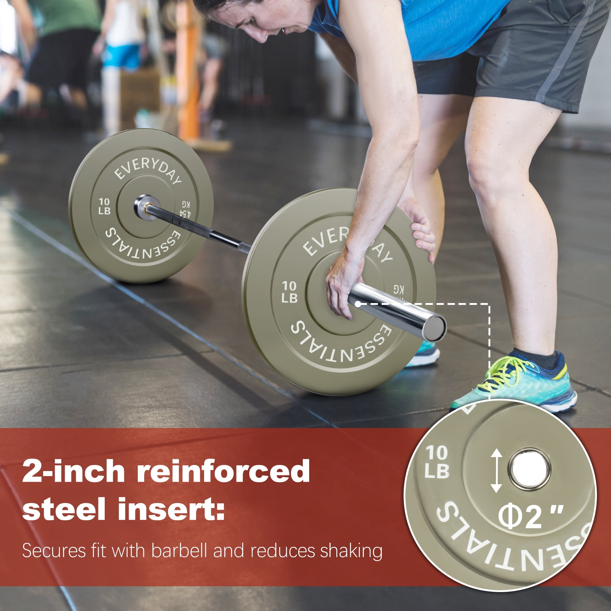 FlexWave 2-Inch Olympic Bumper Weight Plate，with Steel Hub, Multicolored, Multiple Sizes，Single & Pair, for Strength Training & Home Gym
