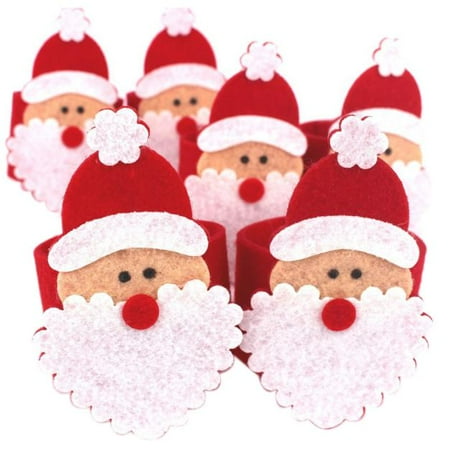 

6Pcs Christmas Santa Claus Napkin Rings Serviette Holder Table Serviette Xmas