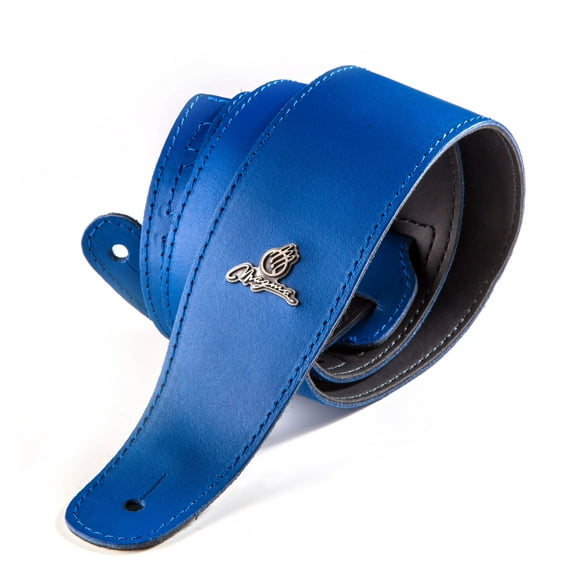 Magma Leathers 2.52" Delux Argentinean Electric Blue covered Leather Guitar Strap (07MC07.)