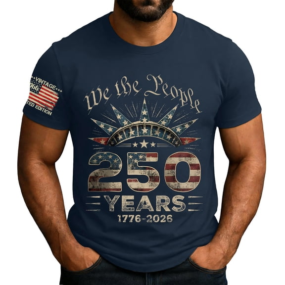 250 Men Shirt Patriotic Star American Flag Print Short Sleeve Crew Neck T Shirts Big and Tall Regular Fit Casual Breathable T-Shirt, Navy, #01 Navy