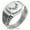 Silver, variant on Stainless Steel Wicked Black Widow CZ Ribbed Needle Stripe Pattern Biker Style Polished Ring