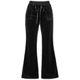 thumbnail image 5 of cocolona Womens Street High Waist Velour Pants Elastic Waist Straight Wide Leg Travel Pants with Pockets, 5 of 5