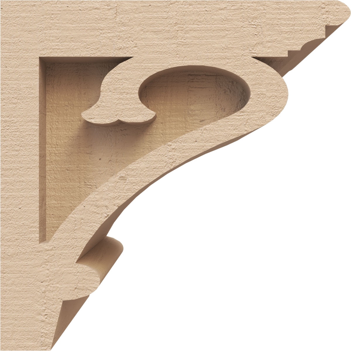4"W x 4"D x 4"H Wide Mayflower Rough Cedar Woodgrain TimberThane Corbel, Primed Tan