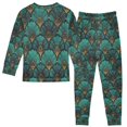 thumbnail image 2 of FORMRS Long Sleeve Top and Pants Pajama Set for Niños 2-Piece Sleepwear, Sizes 18M-8Y, Green Art Abstract Pattern, 2 of 6