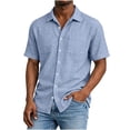 thumbnail image 6 of Mens T Shirts Cotton Short Sleeve Casual Shirts Button Down Oversized Shirt for Men Beach Summer Out Tops with Pockets, 6 of 9