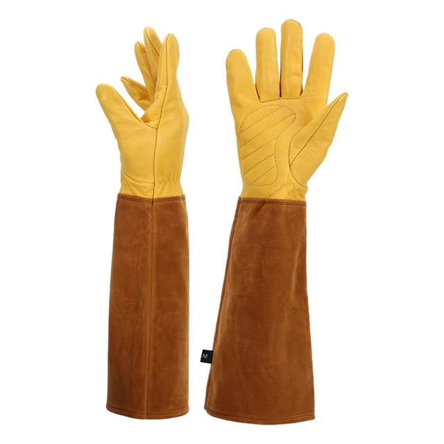 Guantes de jardinería Guantes de soldador alargados Guantes de trabajo anticorte Anticuchillo Seguro laboral Guantes resistentes a altas temperaturas (Tamaño M) JAMW Sencillez