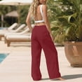 thumbnail image 4 of LIIPEE Women Plus Size Pants Casual Summer Linen Solid Color Elastic Drawstring Waist Pants With Pockets Ladies Loose Fit Wide Leg Pants Soft Breathable Comfortable Daily Trousers,,XXXXXL, 4 of 9
