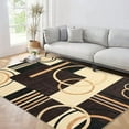 thumbnail image 2 of Washable Area Rug 5x7 Abstract Circles Non Slip Contemporary Stain Resistant Soft Low Pile Accent Rug for Indoor Dining Room, Brown, 2 of 7