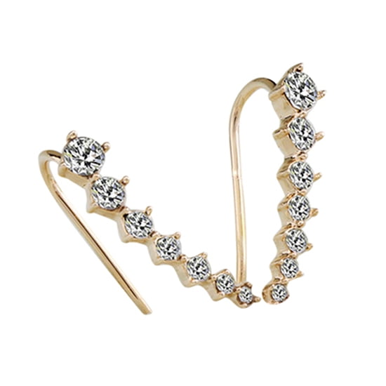 Ayyufe Women's Line Rhinestones Zircon Earrings Ear Hook Clip Stud