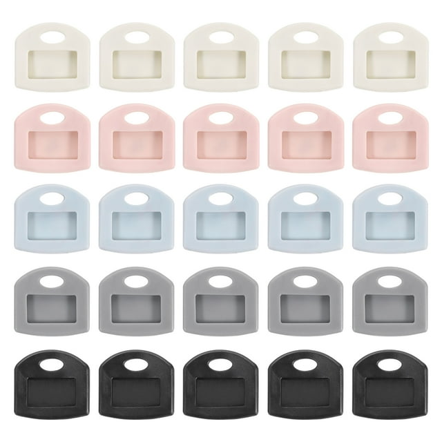 Uxcell Key Caps Set, 25 Pcs 1 Inch Tags Identifiers Covers Key Head Protectors Key Tags Labels 5 Color