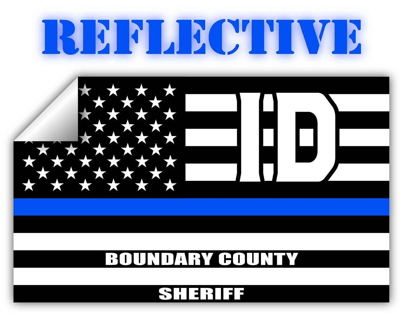 Reflective Boundary County Idaho ID Thin Blue Line Stealthy Old Glory