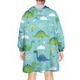 thumbnail image 2 of Wearable Oversized Blanket,Light Blue Dinosaurs Clouds Trees Pattern Wearable Blanket Hoodie for Adults,Cozy Hooded Blankets with Super Pockets,Super Warm Fuzzy Pullover for Women & Men, 2 of 6