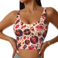 thumbnail image 1 of Balery Skull rock record music heart Sujetadores deportivos con espalda cruzada para mujer, acolchados, sin costuras, de alto impacto, ideales para yoga, gimnasio, entrenamiento y fitness.-X-Large, 1 of 8