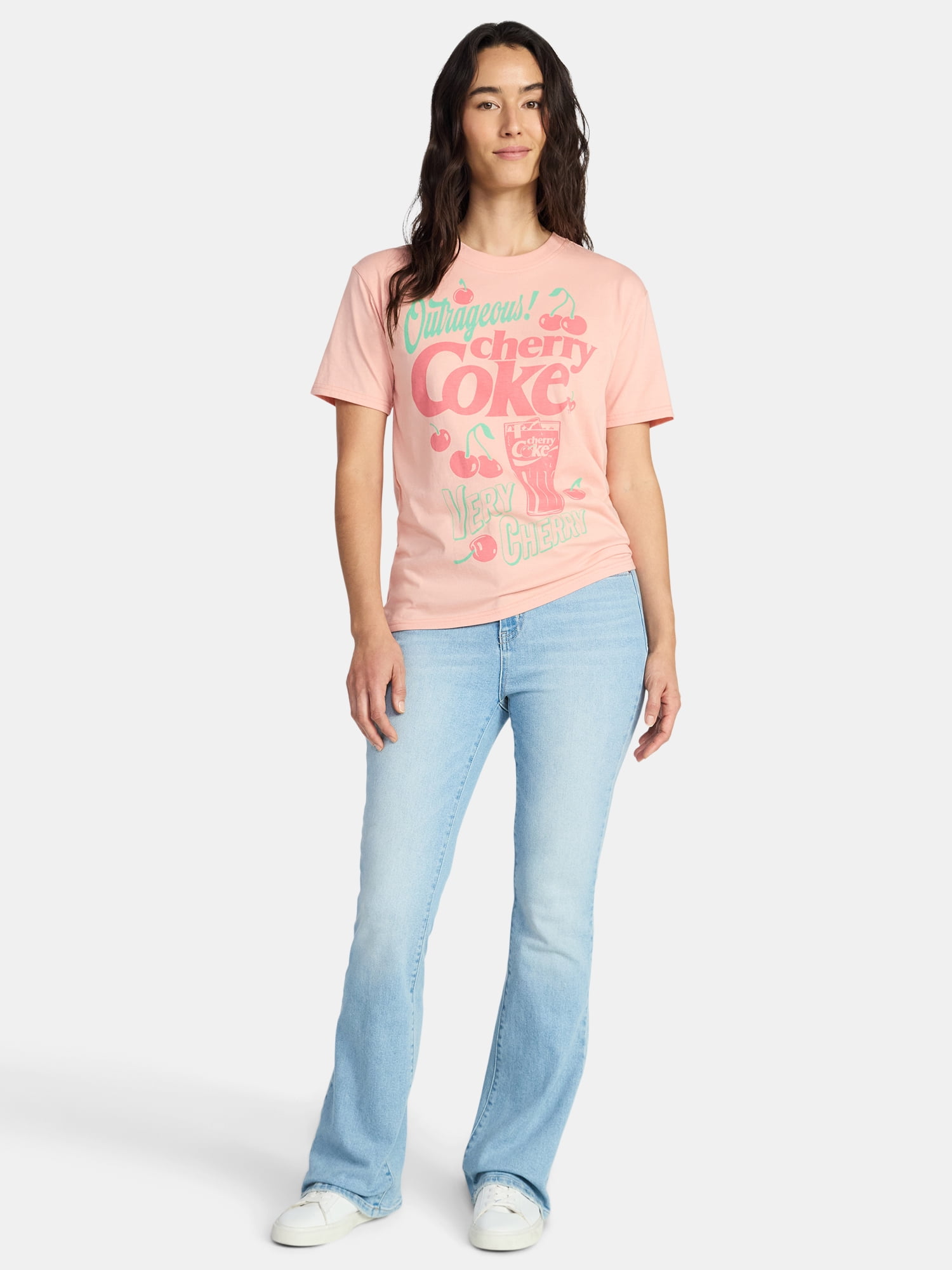 Cherry Coke Women's Graphic Tee with Short Sleeves, Sizes XXS-XXL