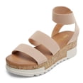 thumbnail image 1 of Sandalia DREAM PAIRS REED-1 Nude con Tira Elástica y Cuña de 6 cm, 1 of 6