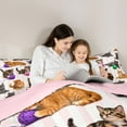 thumbnail image 4 of Homewish Pet Kitten 7-Piece Bedding Comforter Set,Cute Caroon Animal King Bedding Sets,Pink White Brown Bed Sheets For Boys Girls,Super Cozy Room Decor Reversible, 4 of 8