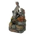 thumbnail image 2 of LuxenHome Résine Gris Lapin Amis Fontaine Extérieure avec Lumière LED, 2 of 10