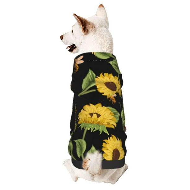 Balery Bees and Sunflowers Sudadera con Capucha para Perros Pequeños – Ropa para Mascotas, Disfraz para Perros y Gatos, Ideal para Fiestas y Cosplay-Large