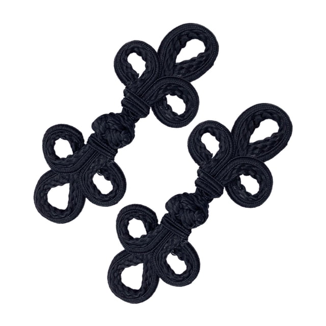 simhoa 2 Pairs Cheongsam Buttons Chinese Knot Frog Buttons for Outfit Sweater Coats Black