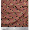 thumbnail image 1 of Soimoi Brown polyester Crepe Fabric Leaves,American Robin & Toucan Bird Print Sewing Fabric BTY 42 Inch Wide, 1 of 3