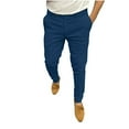 thumbnail image 2 of Zedker Men's Slim Fit Stretch Dress Pants Skinny Tapered Suit Trousers Expandable Waist Suit Pants for Men with Pockets, Plus Size Blue XL, 2 of 6