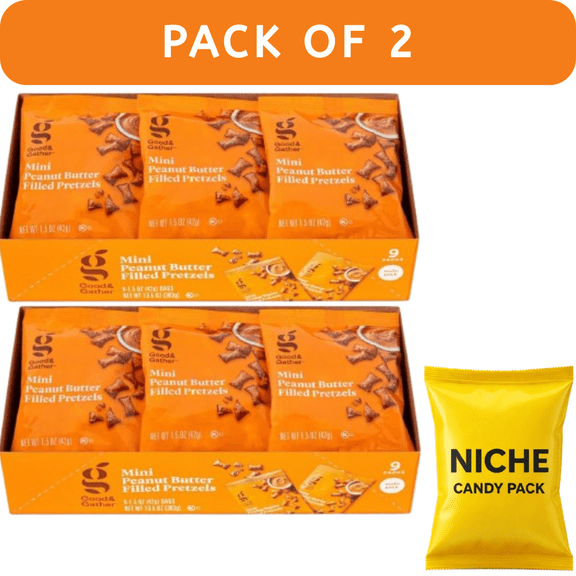 Good & Gather™ Mini Peanut Butter Filled Pretzels – 9ct (2 Pack)   Free Candy Pack Included