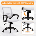 thumbnail image 3 of Mid Back Desk Chair Mesh Office Chair Height Adjustable Computer Chair Comfortable Seat & Back Support Ergonomic Task Rolling Swivel Chair with 360 Degree Casters & Armrest,White, 3 of 7