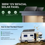 WERCHTAY N-Type 18BB 300 Watt Bifacial Solar Panel, with 25% Efficiency, Grade A+ Cells, IP65, for RV, Trailer, Marine, Rooftop, Farm, Off Grid