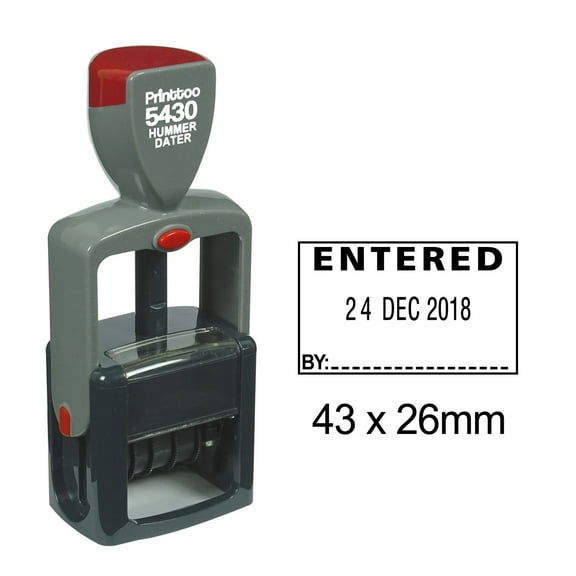 Printtoo Entered By Text And Sign Space Heavy Duty Dater Stamp Self Inking Date Rubber Stamp-Black