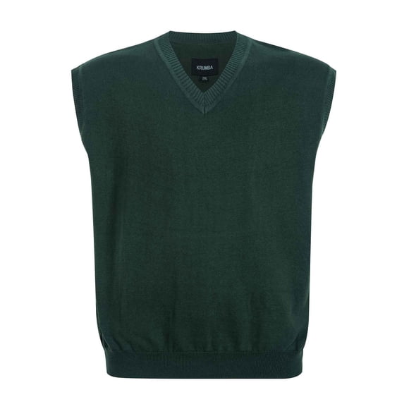 Krumba Chandail en Tricot Grande Taille pour Hommes Col en V Surdimensionné Gilet 3TG Vert