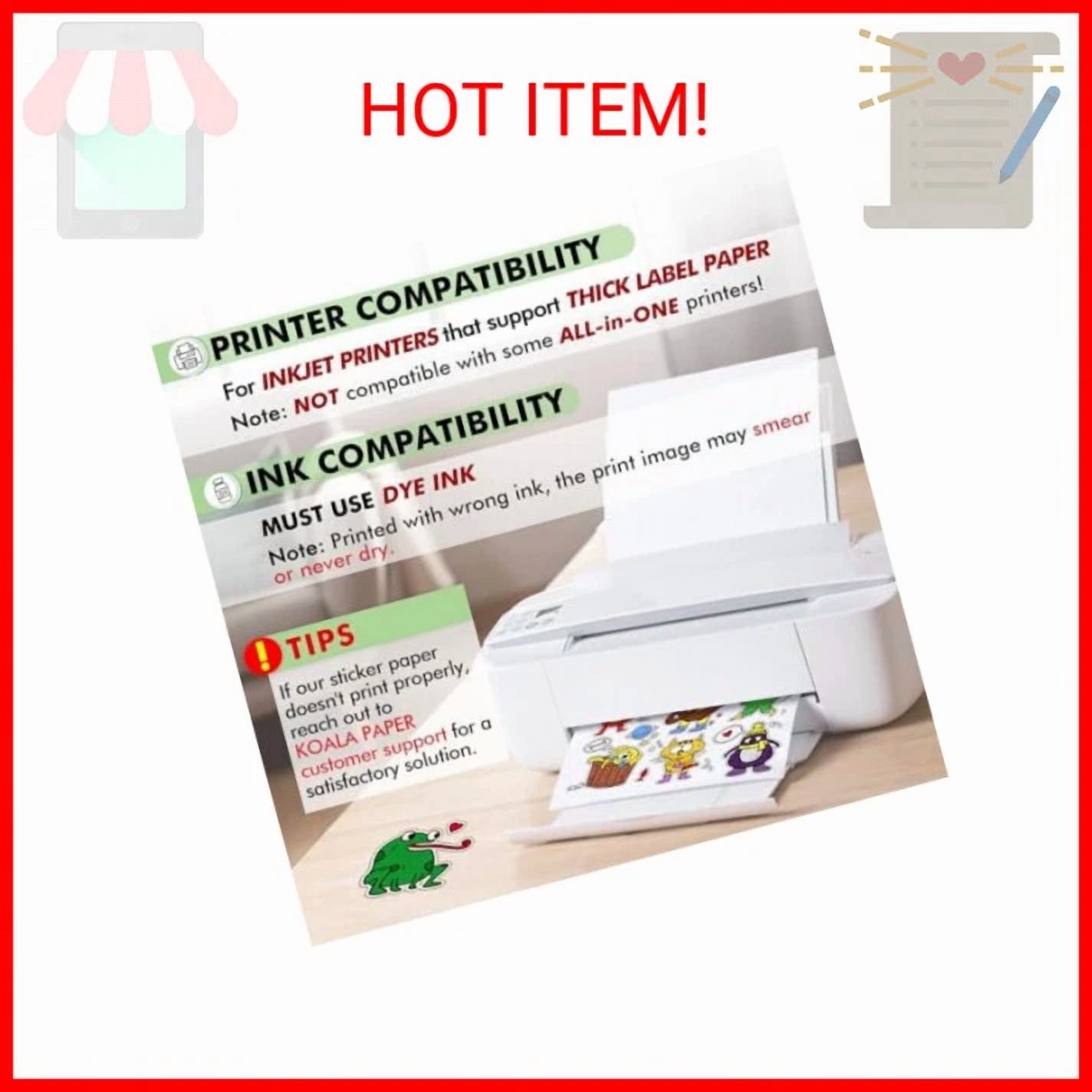 BUTTERFLY- Koala 95% Clear Sticker Paper For Inkjet Printer - Waterproof Printable Vinyl St