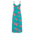 thumbnail image 4 of Clean Women's American Flag Sundress Summer Boho Dress Independence Day Printed Long Dresses 4Th of July Patriotic Maxi Dress Spaghetti Strap Sexy Beach Dresses Vacation Outfits, 4 of 5