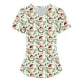 thumbnail image 2 of Titcea Christmas Scrub Tops Women Santa Claus Snowman Printed Short Sleeved V Neck Nursing Uniforms with Pockets Loose Comfort Scrub Tops, 2 of 5