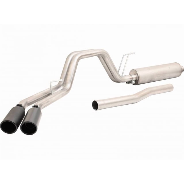 Gibson Exhaust Kit de Système d'Échappement 69135B Black Elite Series Cat-Back; Acier Inoxydable; avec Silencieux; Diamètre de Tuyau de 3 Pouces à 2-1/2 Pouces; Échappement Simple avec Double Sortie; Sortie de Pneu Arrière