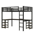thumbnail image 6 of Loft Bed with Desk, Twin XL Metal Bed Frame, Bunk Bed with L Shaped Desk, Bookshelf, Guardrails, Ladder, 250 Lbs Capacity, Black for Teen Bedroom College Dorm, 6 of 11
