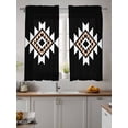 thumbnail image 2 of Black White Beige Boho Curtains 54 Inch Length, Sheer Curtains for Bedroom Living Room Window Western Geometric Aesthetic Rod Pocket Voile Drapes Kitchen Curtains Small Half Window 42"x54" 2 Panels, 2 of 7