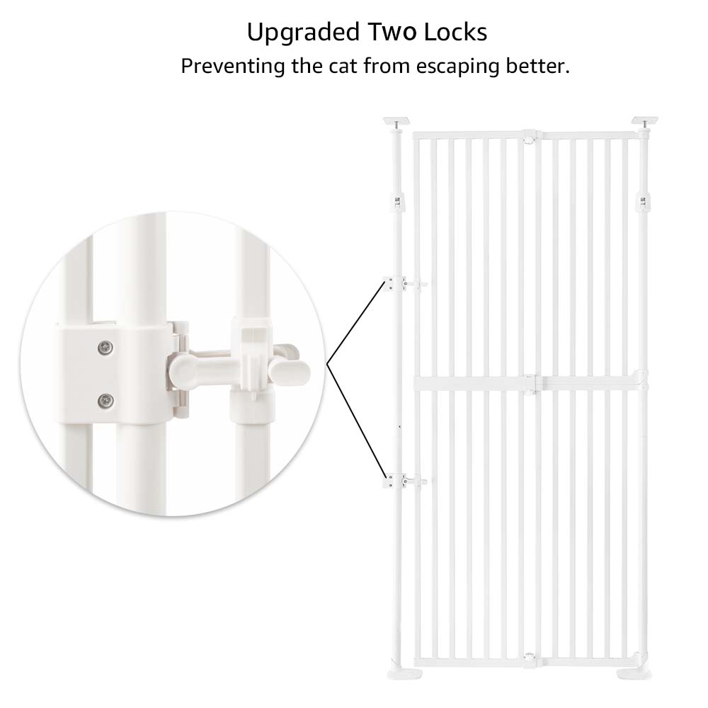 Unipaws 75" High Extra Tall Cat Gate, Auto Closing and No Drilling Safety Gate for Doorway, Fit 21"-34" Opening, White
