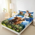 thumbnail image 4 of jejeloiu Farmhouse Highland Cattle Bed Sheets,Colorful Daisy Flowers King Sheets,Watercolor Ink Painting Sheet Set For Teens,Super Cozy Room Decor,4 Pieces, 4 of 7