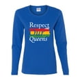 thumbnail image 2 of Wild Bobby Respect Our Queens Black Pride Womens Graphic Long Sleeve T-Shirt, Royal, X-Large, 2 of 5