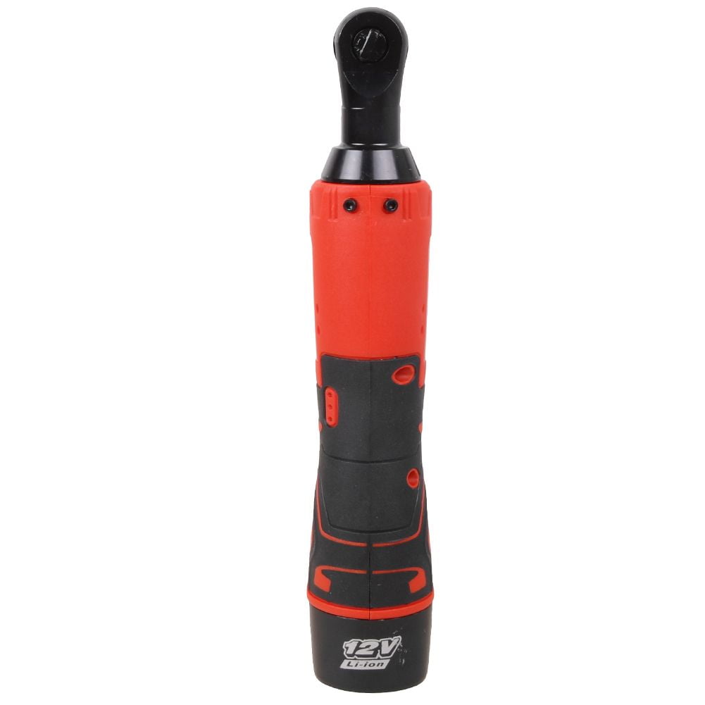 Electric Cordless Ratchet 3/8" 12V Right Angle Wrench Impact Power Tool with 2 Batteries and 7 Sockets