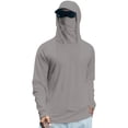 thumbnail image 2 of Men's UPF 50+ Hooded Fishing Shirts Long Sleeve Sun Protection Hoodie, Hiking Running Swimming Rash Guard with Mask L Gray, 2 of 4